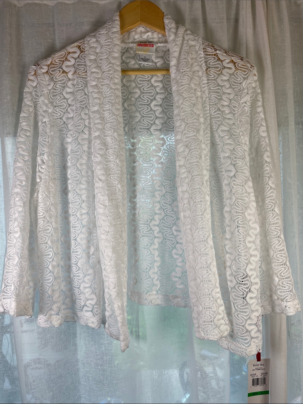 Ruby Rd. White Lace Open-Front Cardigan